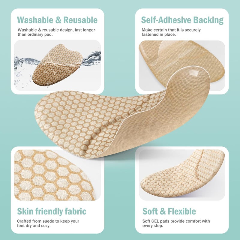 ZAIWOO Metatarsal Pads for Women, Ball of Foot Cushions, Heel Inserts, High Heel Comfort Pads (2 Pairs), Anti Slip, Invisible Design - Image 4